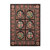 6x9 Black, Rust, Ivory Color Hand Woven Needlepoint Wool Traditional Oriental Rug